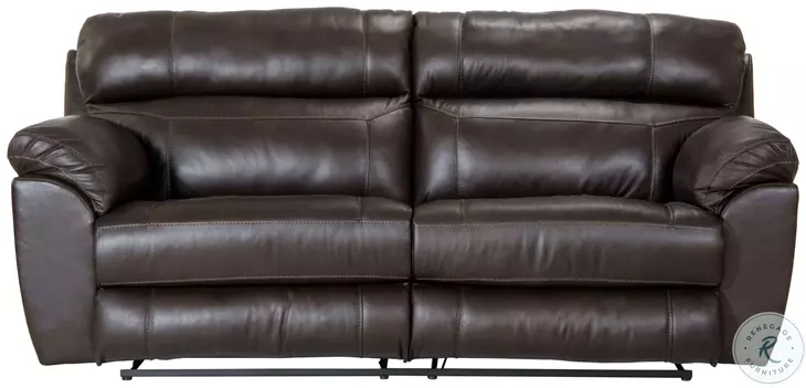 Costa Chocolate Leather Lay Flat Reclining 91" Sofa