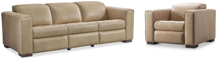 Nest Cream Leather Power Motion Living Room Set