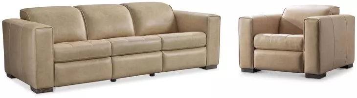 Nest Cream Leather Power Motion Living Room Set