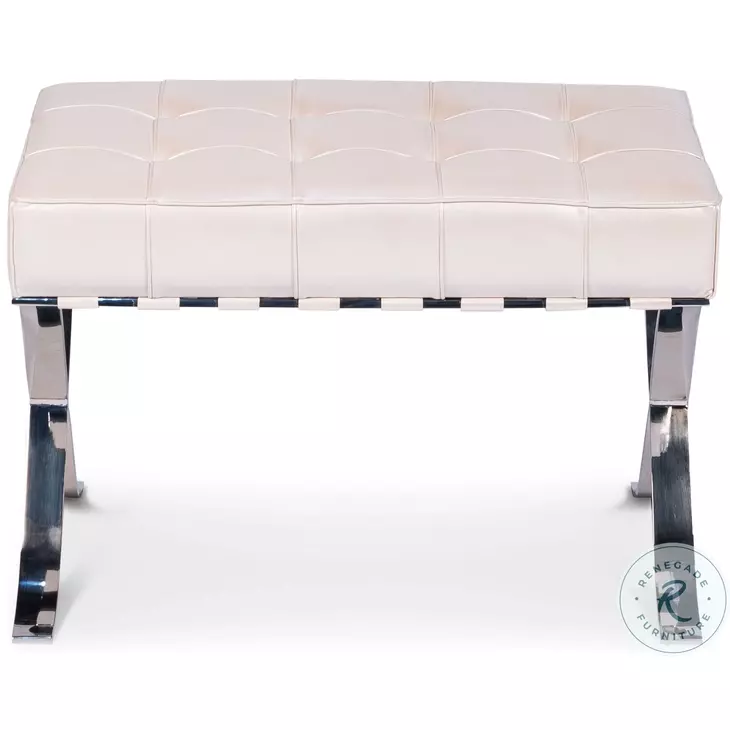 Catalunya White Leather Bench