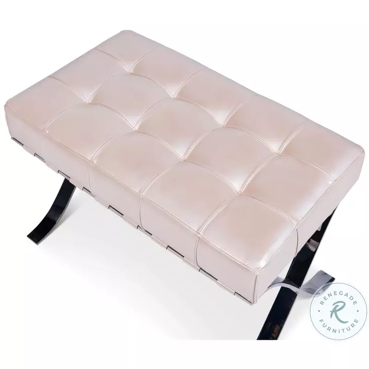 Catalunya White Leather Bench