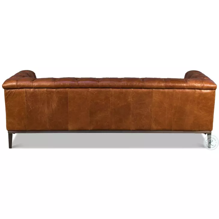Cuba Brown Cube Tufted Leather Sofa