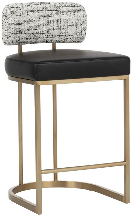 Larissa Bravo Black and Halton Birch Performance Fabric Counter Height Stool