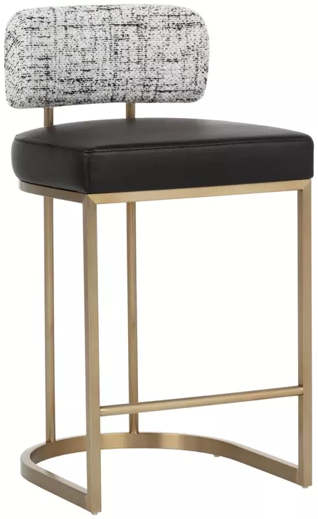Sylvara Bravo Black and Halton Birch Performance Fabric Counter Height Stool