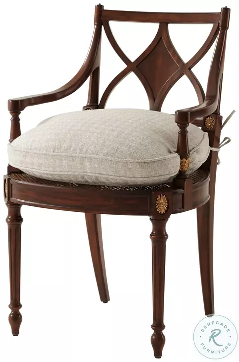 Sheraton's Italian Gold Rub And Ramsey Mahogany Antique Rattan Dainty Cross Back Side Chair Set of 2