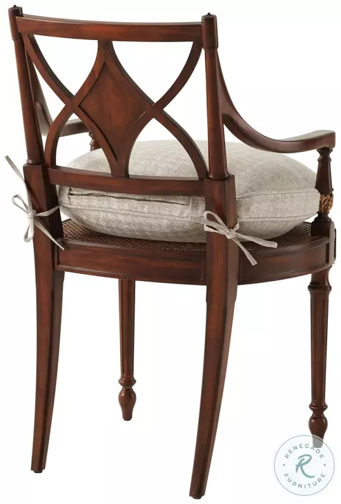 Sheraton's Italian Gold Rub And Ramsey Mahogany Antique Rattan Dainty Cross Back Side Chair Set of 2