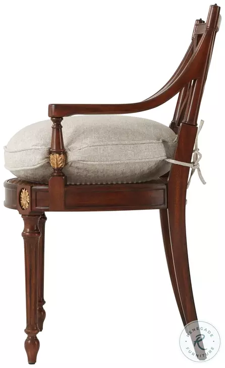 Sheraton's Italian Gold Rub And Ramsey Mahogany Antique Rattan Dainty Cross Back Side Chair Set of 2