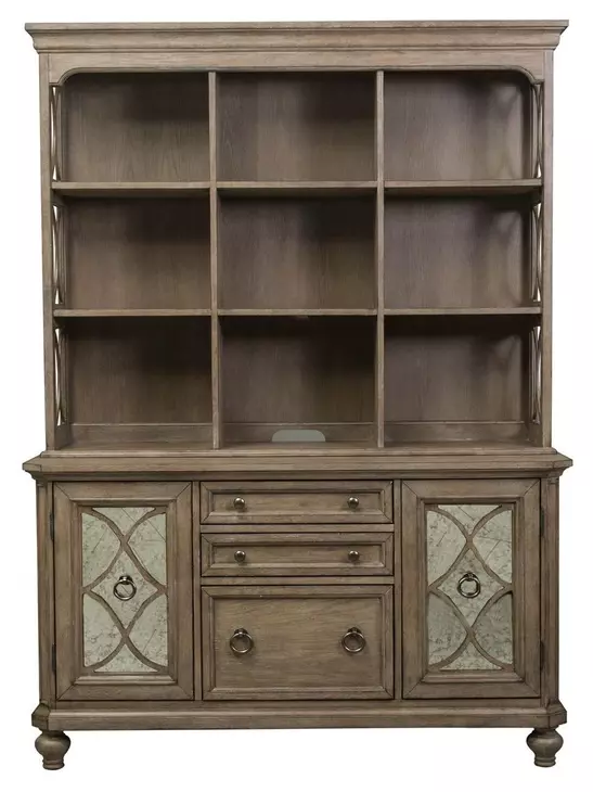 Simply Elegant Heathered Taupe 56" Credenza with Hutch