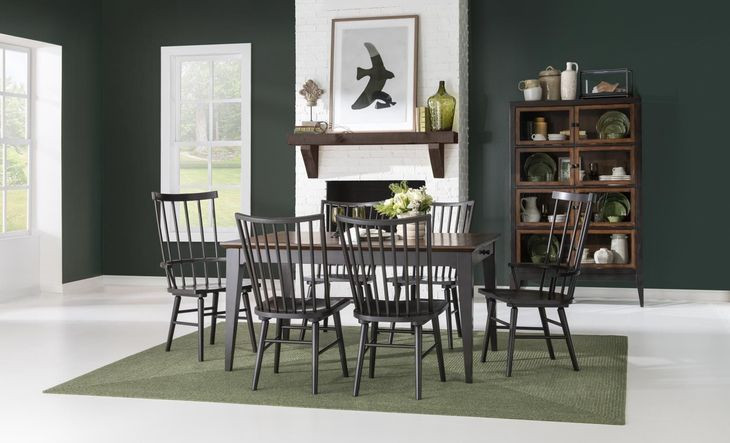 Fenmore Mocha and Distressed Cherry Spindle Arm Chair Set of 2