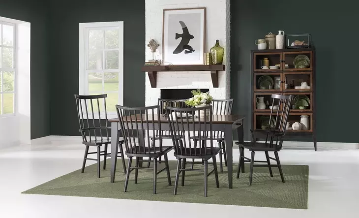 Fenmore Mocha and Distressed Cherry Spindle Arm Chair Set of 2