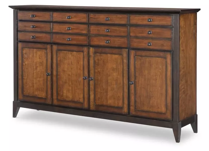 Fenmore Mocha and Distressed Cherry 4 Door Credenza