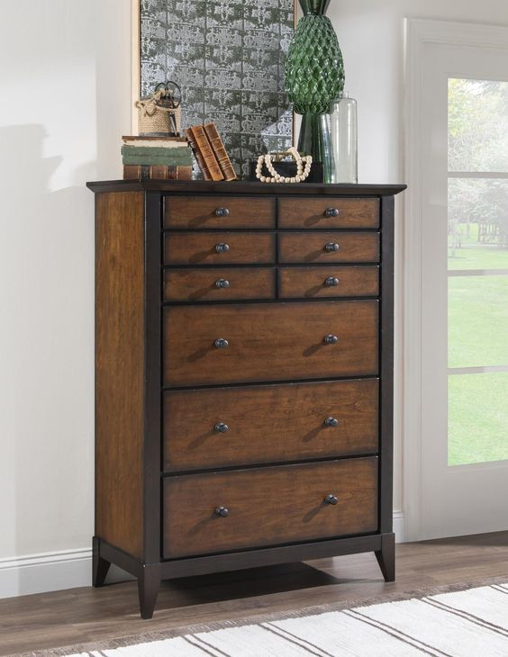 Fenmore Mocha and Distressed Cherry 6 Drawer Chest