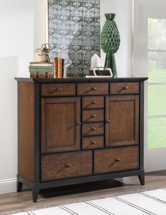 Fenmore Mocha and Distressed Cherry 9 Drawer Chest