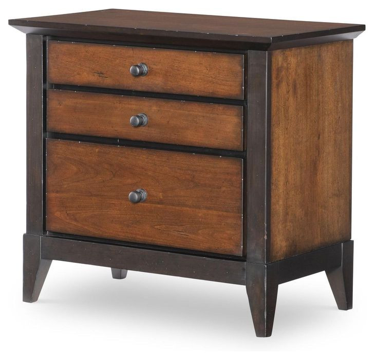 Fenmore Mocha and Distressed Cherry 3 Drawer Nightstand with USB Charging