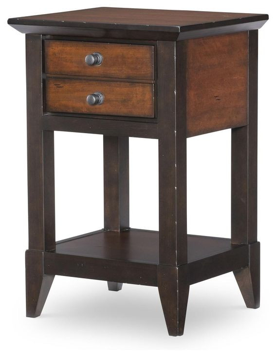Fenmore Mocha and Distressed Cherry 1 Drawer Nightstand with USB Charging