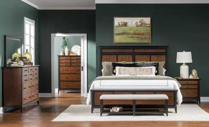 Fenmore Mocha and Distressed Cherry Queen Panel Bed