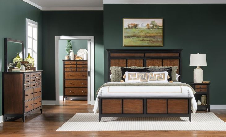 Fenmore Mocha and Distressed Cherry Queen Panel Bed