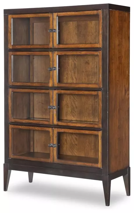 Fenmore Mocha and Distressed Cherry 8 Door Display Cabinet with LED