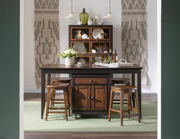 Fenmore Mocha and Distressed Cherry 72" Kitchen Island