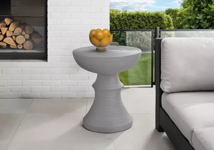 4144 Gray Round Accent Table