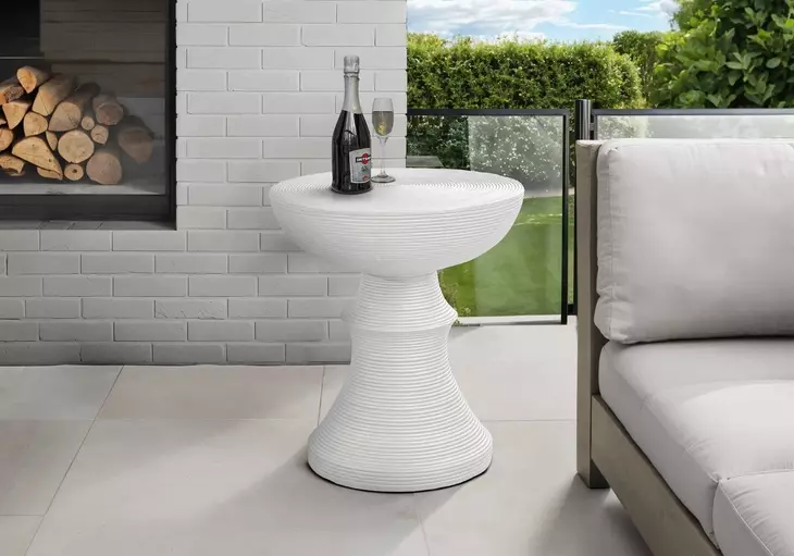 4145 White Round Accent Table