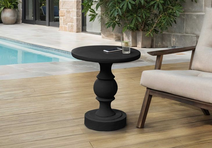 4162 Black Round Accent Table