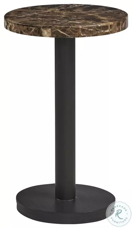 Zanzibar Dark Emperador And Black Kampala Round Accent Table