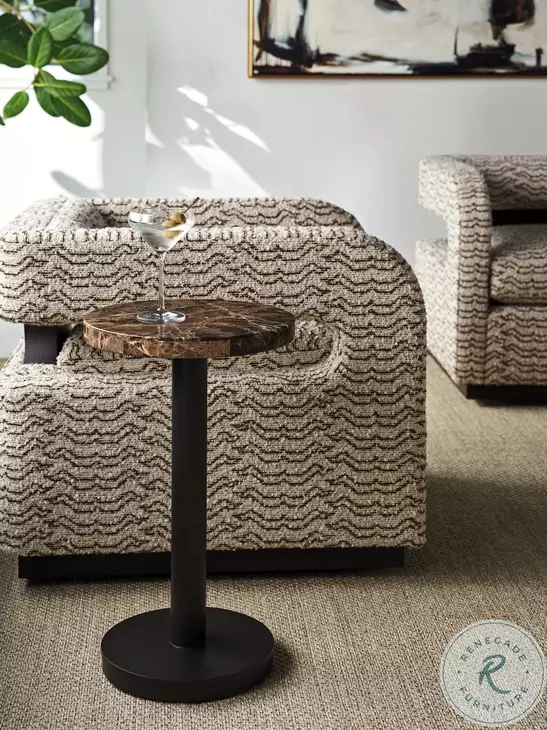 Zanzibar Dark Emperador And Black Kampala Round Accent Table