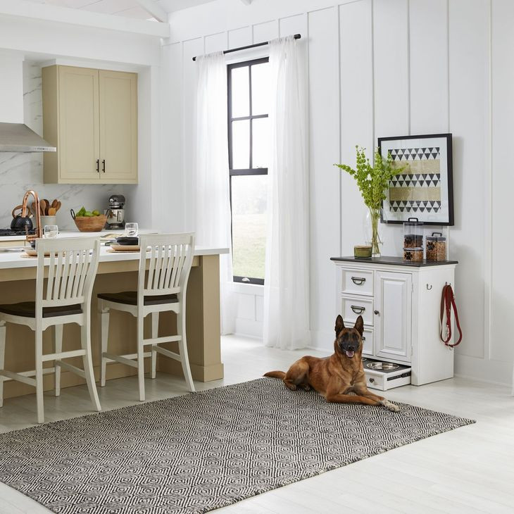 Allyson Park Wirebrushed White and Charcoal 1 Door Pet Feeder Cabinet