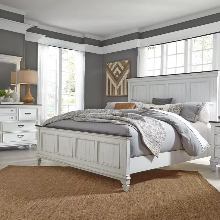 Emerson Park Wirebrushed White and Charcoal 8 Drawer Dresser with Mirror