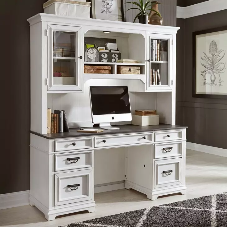 Allyson Park Wirebrushed White and Charcoal 3 Piece Executive Desk Set