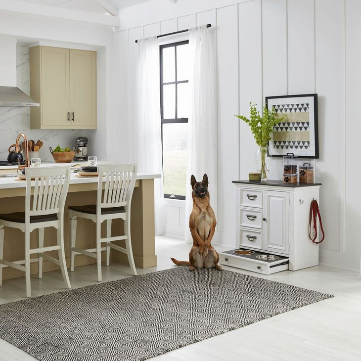 Allyson Park Wirebrushed White and Charcoal 1 Door Pet Feeder Cabinet