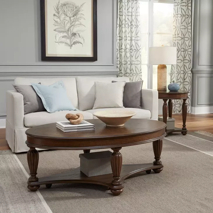Allington Satin Sienna Oval End Table