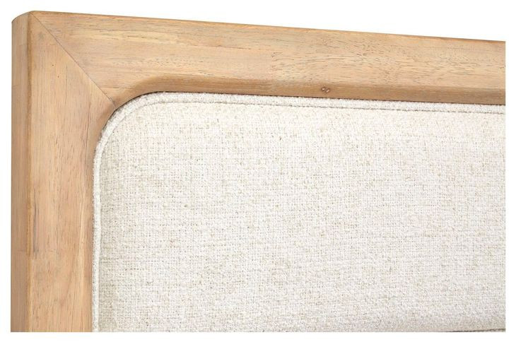 Somerset Butternut and White Performance Fabric King Upholstered Panel Bed