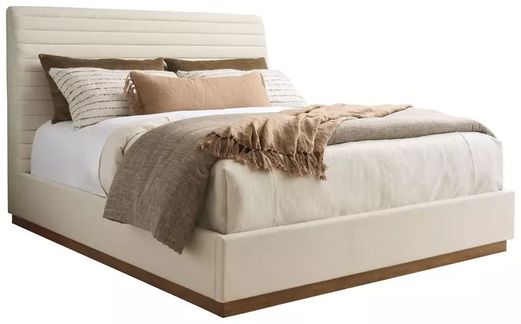 Coronado La Costa Beige and Brown Performance Fabric Queen Upholstered Platform Bed