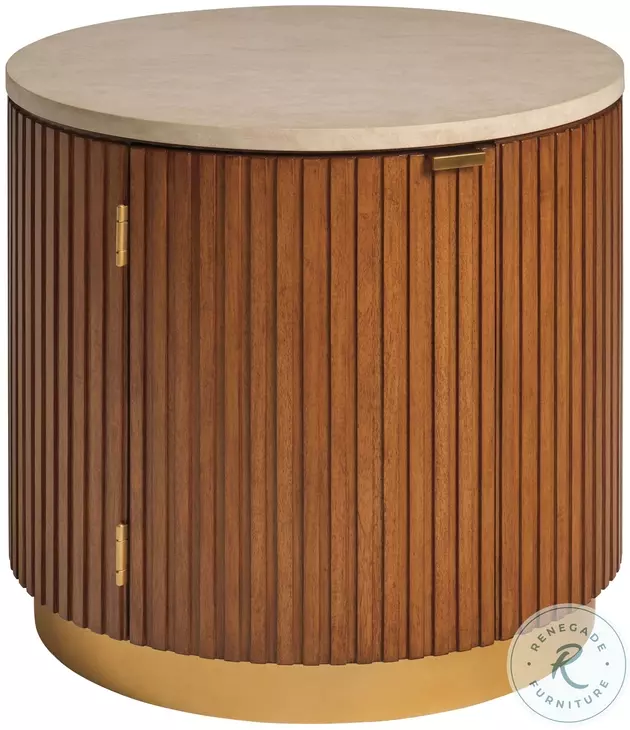 La Costa veneered Anticato And Sierra Tan Avenida Round End Table