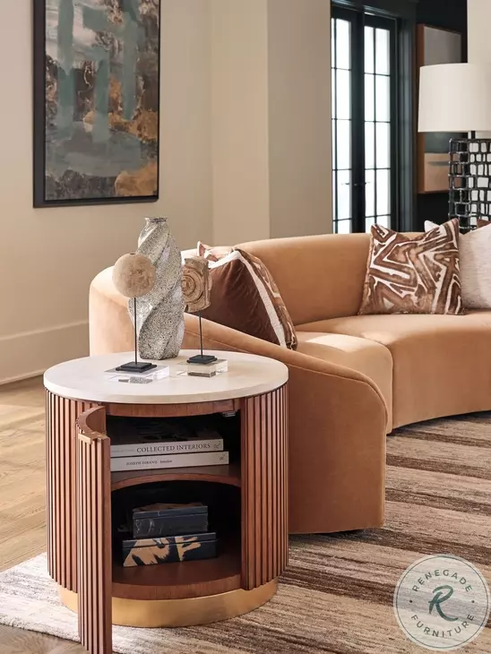 La Costa veneered Anticato And Sierra Tan Avenida Round End Table