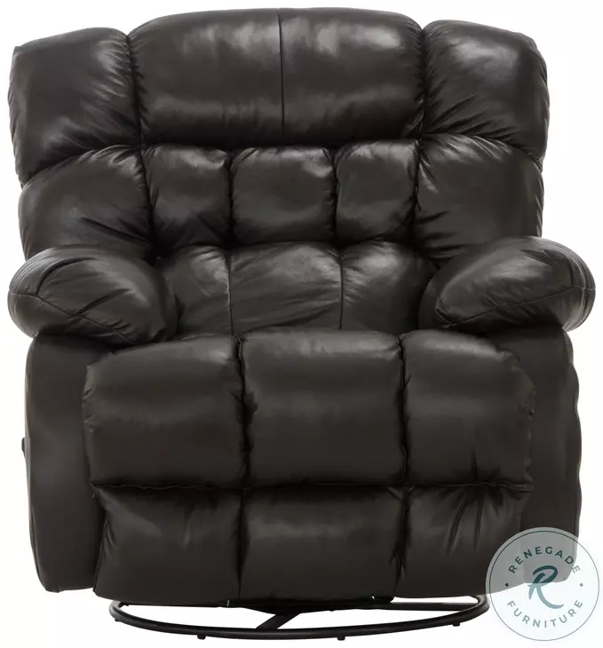 Pendleton Chocolate Leather Chaise Swivel Glider Recliner from
