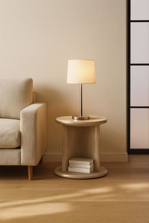 Gabrielle Light Oak Round End Table