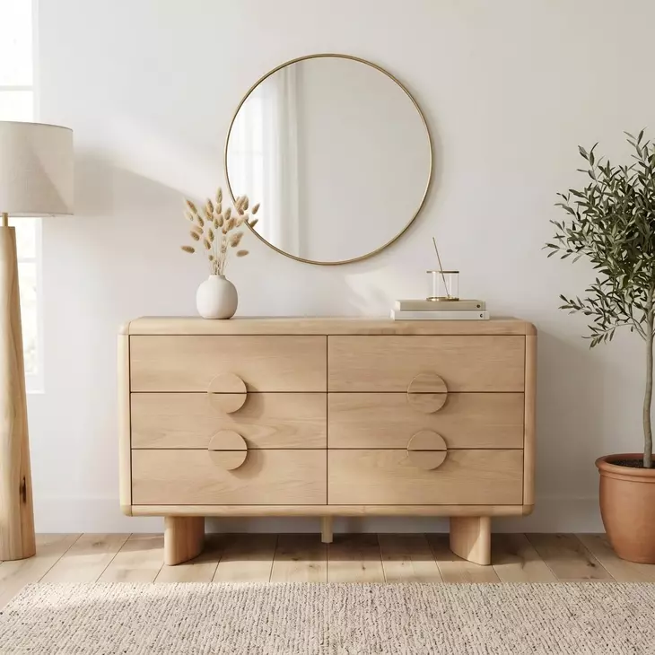 Gabrielle Light Oak 6 Drawer Dresser
