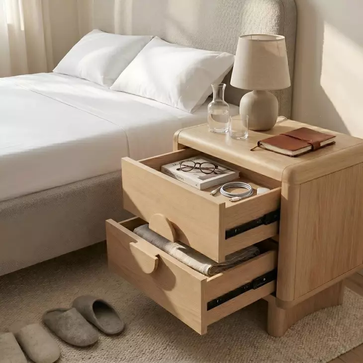 Gabrielle Light Oak 2 Drawer Nightstand