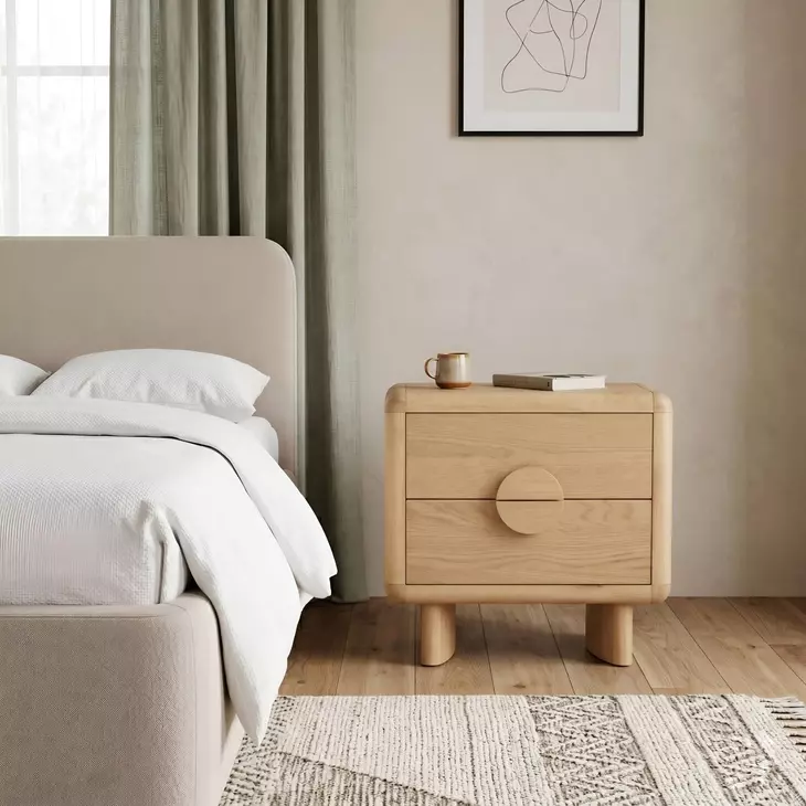 Gabrielle Light Oak 2 Drawer Nightstand