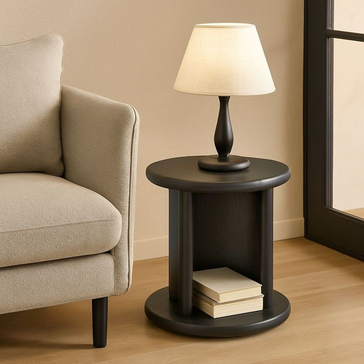 Gabrielle Black Round End Table