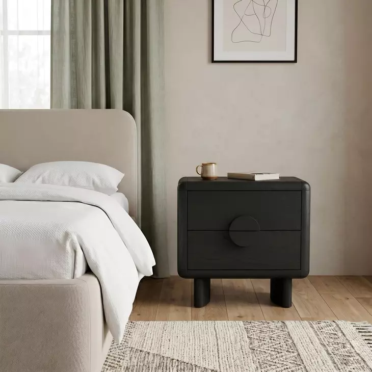 Gabrielle Black 2 Drawer Nightstand