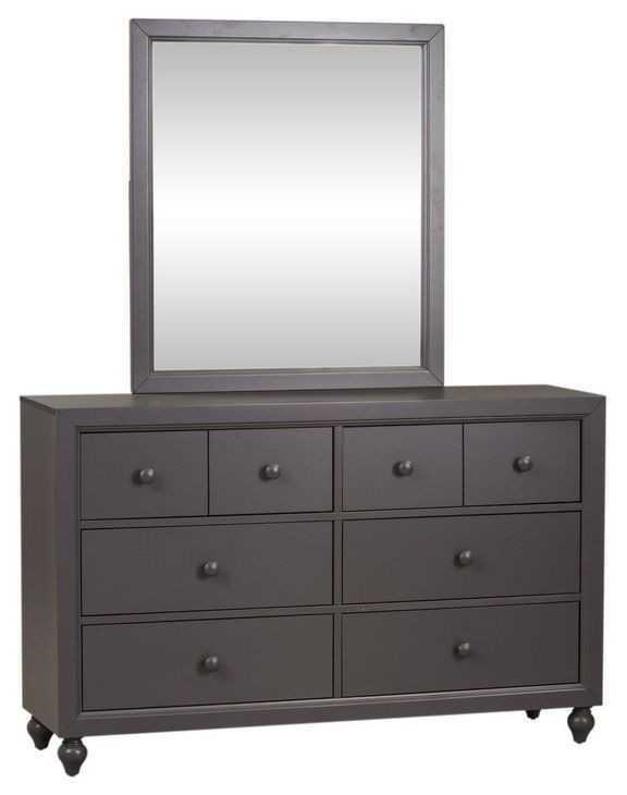 Garden View Dark Gray 6 Drawer Dresser with Mirror