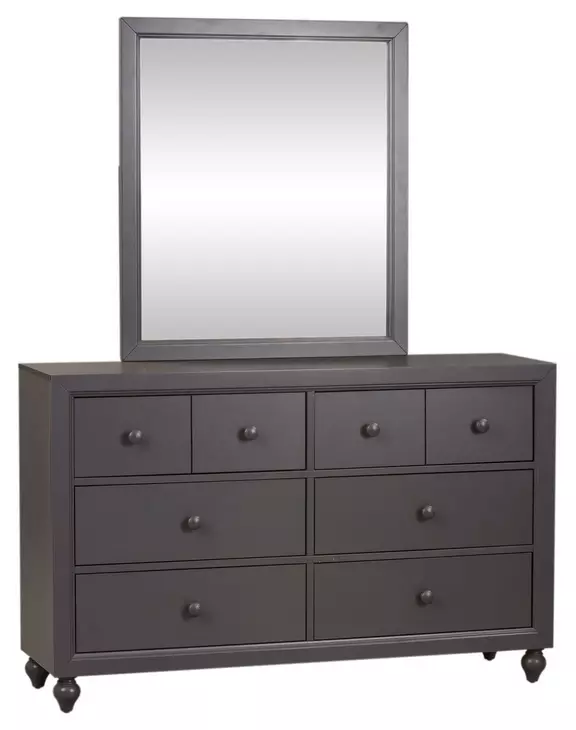 Cottage View Dark Gray 6 Drawer Dresser with Mirror