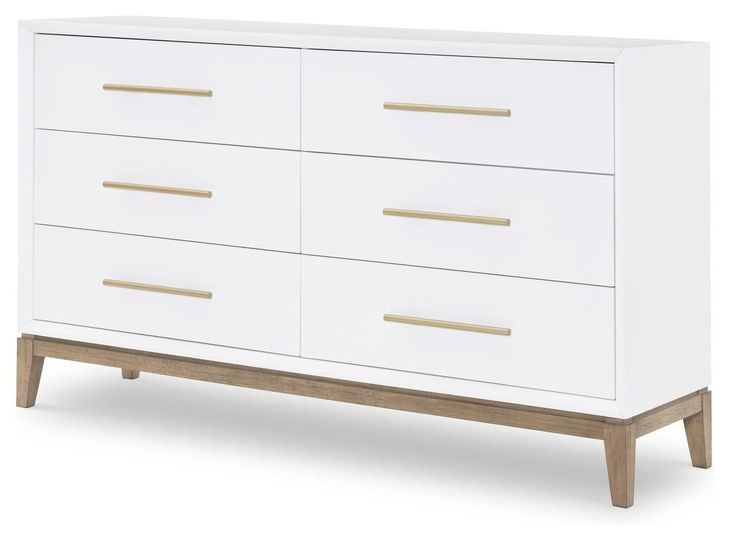 Melrose Cloud White and Desert Oak 6 Drawer Dresser with USB Charging
