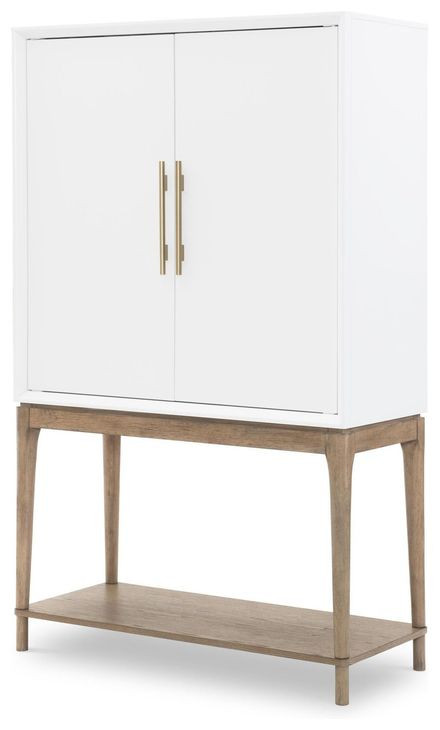 Melrose Cloud White and Desert Oak 2 Door Bar Console with LED
