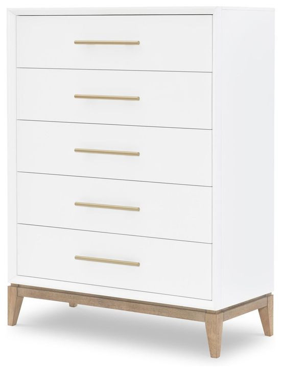 Melrose Cloud White and Desert Oak 5 Drawer Chest