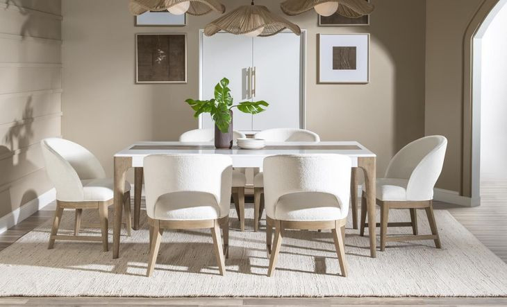 Melrose Cloud White and Desert Oak 74" Rectangular Dining Table